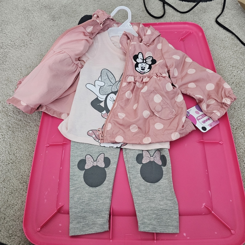 NWT Disney Minnie Mouse Pink Polka Dot Jacket Set